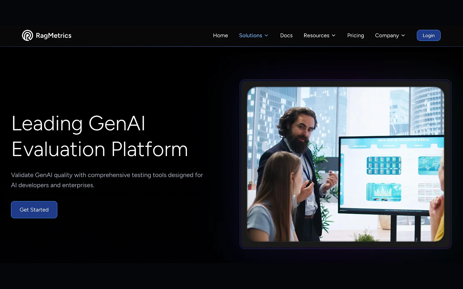 RagMetrics website hero: Leading GenAI Evaluation Platform